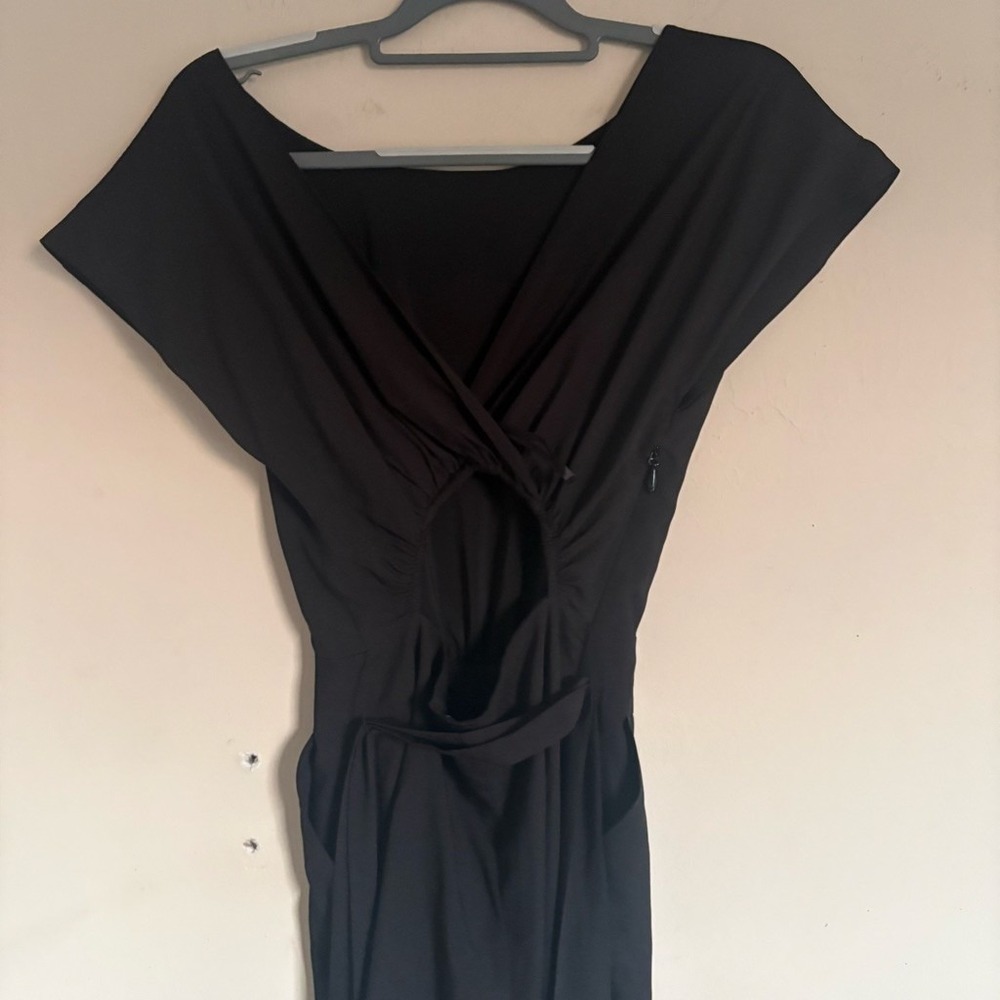 Bebe Black Cutout Back Wide Leg Belted Jumpsuit XXS RN86017 - Picture 10 of 16